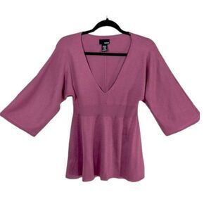 MIXIT Sweater Medium Pink Wool Blend Plunge Neckline